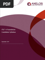 Itil 4 Foundation Candidate Syllabus: September 2019