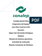 Reporte Instalacion de Windows