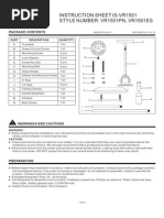 Instruction Sheet Is-Vr1501 Style Number: Vr1501Pn, Vr1501Es