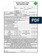 Health & Safety Check Declaration Form: Temperature