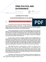 Philippine Politics and Governance: Learning Activity Sheet Roles and Responsibilities of The Judiciary