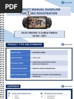 Product Manual Guideline For Bis Registration: Electronic Games (Video) IS 616: 2017