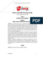 Bolivia: Ley #843R1, 20 de Mayo de 1995: Título I Impuesto Al Valor Agregado