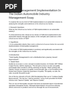 Quality Management Implementation in The Indian Automobile Industry Management Essay