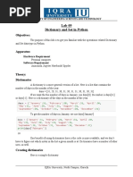 Lab-09 Dictionary and Set in Python: Objectives