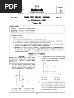 Test - 32: Final Test Series (Online) For JEE (Main) - 2021