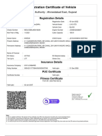 Registration Certificate of Vehicle: Issuing Authority: Ahmedabad East, Gujarat