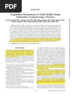 Longitudinal Measurements of Tooth Mobility During Orthodontic Treatment Using A Periotest