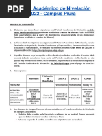 Aviso Periodo Académico de Nivelación 2022