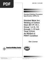 Shielded Metal Arc Welding of Carbon Steel (M-1/P-1/S-1, Group 1 or 2), 1/8 Through 1-1/2 Inch Thick, E7018, As-Welded or PWHT Condition