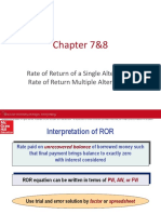 Chapter 7&8: Rate of Return of A Single Alternative Rate of Return Multiple Alternatives