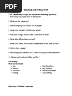 Speaking and Writing: Work: I - Speaking Task 1 Read The Passage and Answer The Following Questions