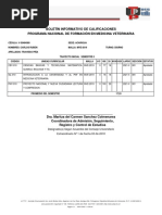 Boletín Informativo de Calificaciones Programa Nacional de Formación en Medicina Veterinaria