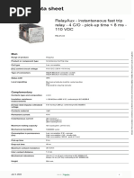 Product Data Sheet: Relayaux - Instantaneous Fast Trip Relay - 4 C/O - Pick-Up Time 8 Ms - 110 VDC