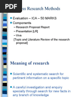 Business Research Methods: Evaluation - ICA - 50 MARKS Components