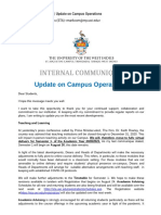 Internal Communiqué: Update On Campus Operations