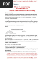 NCERT Solutions Class 11 Accountancy Chapter 1 Introduction To Accounting