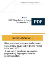 ES202-Introduction To Computers and Programming in C: Amity School of Engineering and Technology