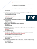 Post Test Answer Key: Industrial-Organizational Psychology