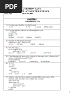 Question Bank Subject: Computer Science: Class: XII Sub. Code: 083