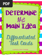 Determine Main Idea: Differentiated Task Cards