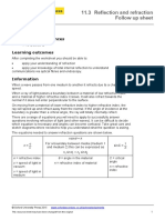 OCR Physics A: 11.3 Reflection and Refraction Follow Up Sheet