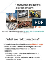 Oxidation-Reduction Reactions (Electrochemistry) : The Material On These Slides Are Taken From (With Some Modifications)