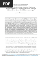 Privileging The Machines: American Engineers, Indentured Chinese and White Workers in South Africa's Deep-Level Gold Mines, 1902-1907