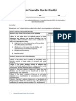 Blank Checklist - Historionic Personality Disorder