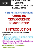 TECHNIQUES DE CONSTRUCTION Archi 1 Chapitre 1 Et 2