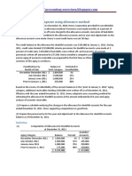 Doubtful Accounts Expense Using Allowance Method: Solution