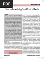 Food Exchange Lists of Local Foods in Nigeria