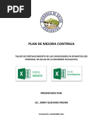 Plan de Mejora Continua Curso Excel 2021