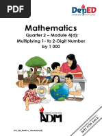 Mathematics: Quarter 2 - Module 4 (D) : Multiplying 1-To 2-Digit Number by 1 000