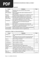 Form 4: List of Definitions For Physics Form 4 & Form 5