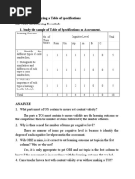 Activity 13.6: Analyzing A Table of Specifications REVISIT The Learning Essentials 1. Study The Sample of Table of Specifications On Assessment