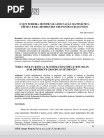 Aula 7 - O Que Poderia Significar A Educação Matemática Crítica para Diferentes Grupos de Estudantes