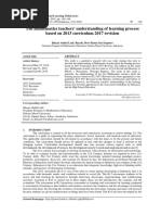 The Mathematics Teachers' Understanding of Learning Process Based On 2013 Curriculum 2017 Revision