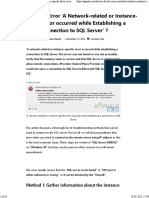 A Network-Related or Instance-Specific Error Occurred While Establishing A Connection To SQL Server