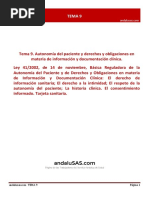 Tema 9. Autonomia Del Paciente y Derechos y Obligaciones