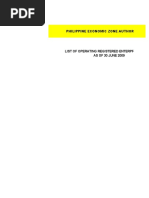 Philippine Economic Zone Authority: List of Operating Registered Enterprises - Cebu AS OF 30 JUNE 2009