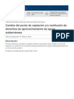 Cambio Del Punto de Captación Derechos de Aprovechamiento de Aguas Subterráneas