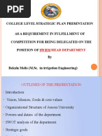 College Level Strategic Plan Presentation As A Requirement in Fulfillment of Competition For Being Delegated On The Position of by