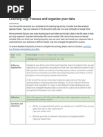 Learning Log: Process and Organize Your Data: Instructions