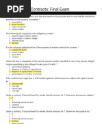 Obligations & Contracts: Final Exam: o o o o o o o o o o o o