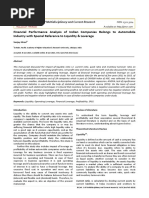 Financial Performance Analysis of Indian Companies Belongs To Automobile Industry With Special Reference To Liquidity & Leverage