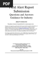 Field Alert Report Submission: Questions and Answers Guidance For Industry