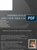 Proiect Importanta Orei de Educatie Fizica Si Sport