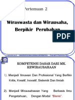 Pertemuan 2: Wiraswasta Dan Wirausaha, Berpikir Perubahan