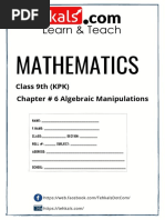 Mathematics: Class 9th (KPK) Chapter # 6 Algebraic Manipulations